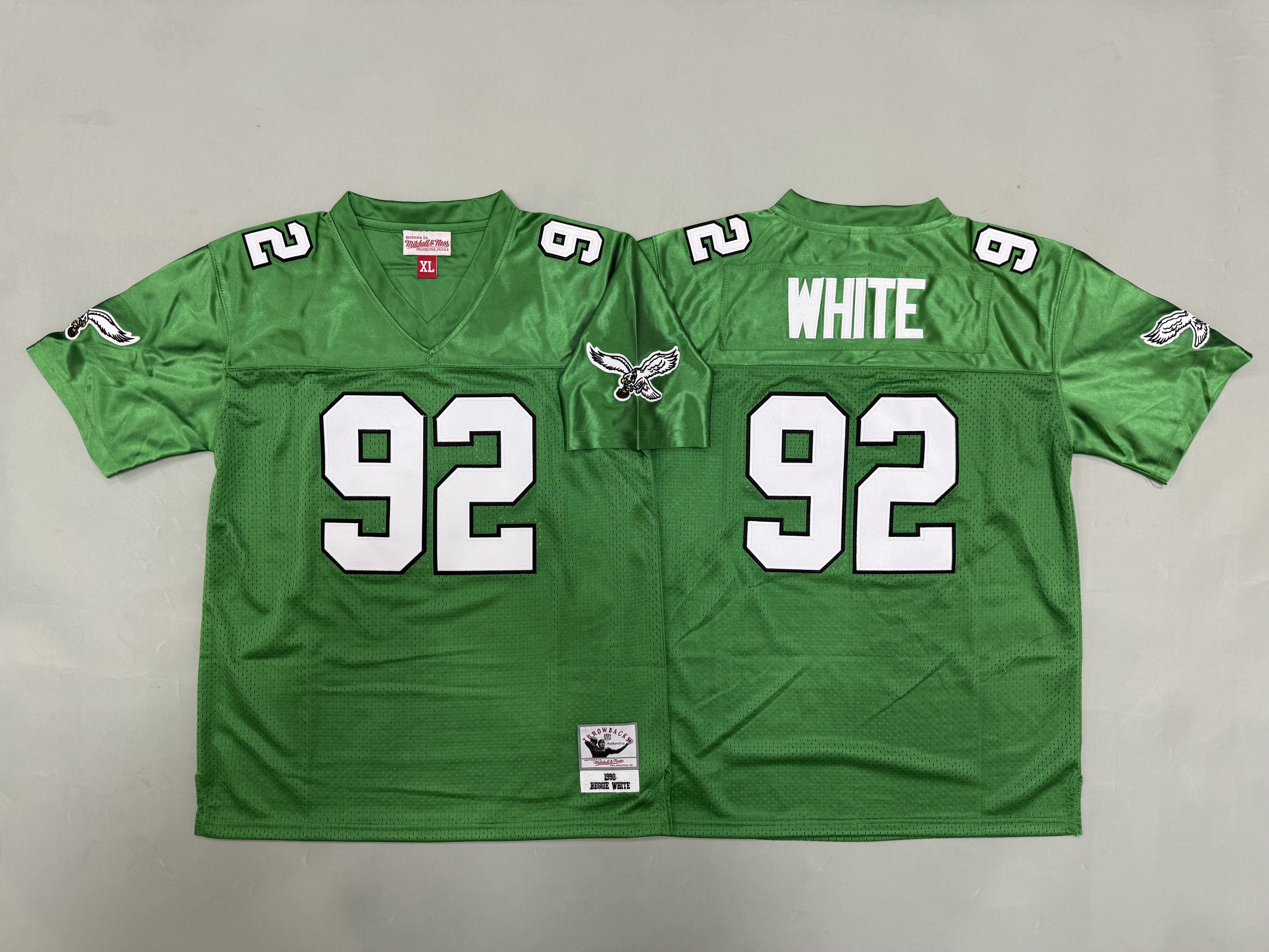 Youth 2026 Philadelphia Eagles #92 White Green Throwback Limited NFL Jersey style 01